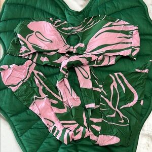 LexBreezy pink/Green tube top floral print bralette. Size L. Used once.